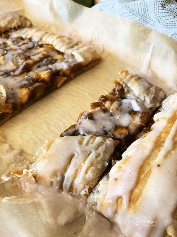 pieces of apple pumpkin strudel on parchment paper