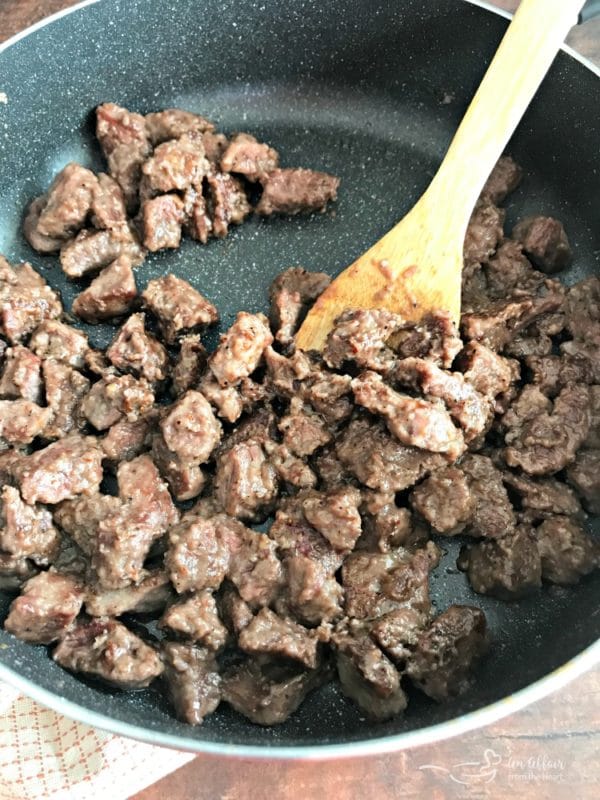Beef Tips & Gravy prep brown meat