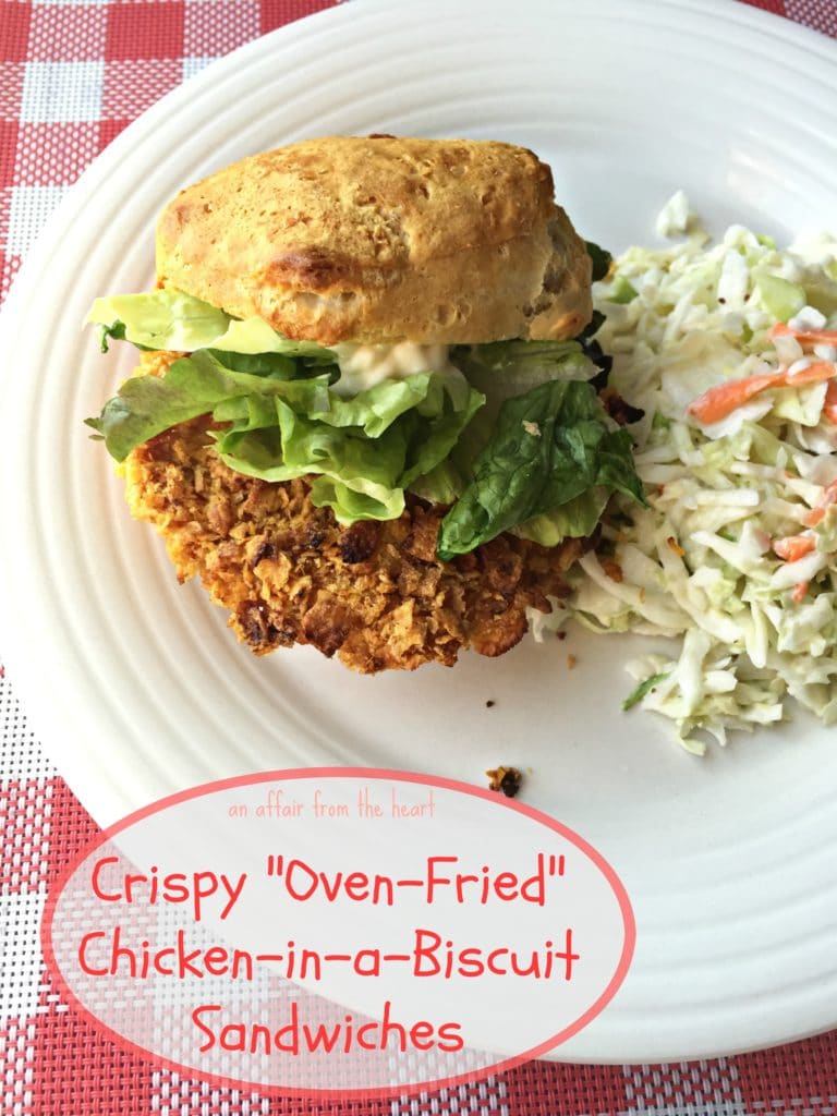 Crispy Oven Fried Chicken In A Biscuit Sandwiches