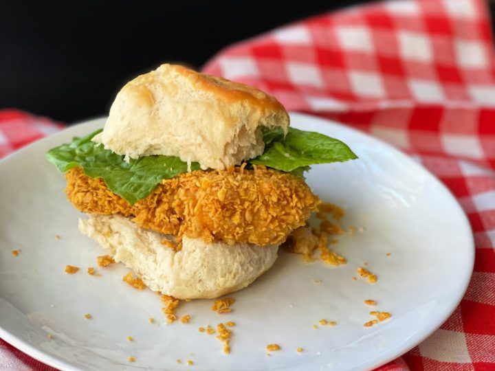 Crispy Oven Fried Chicken In A Biscuit Sandwiches