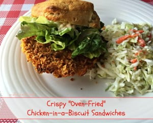 Crispy Oven Fried Chicken In A Biscuit Sandwiches