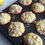 Lemon Raspberry Crumb Muffins in a muffin tin