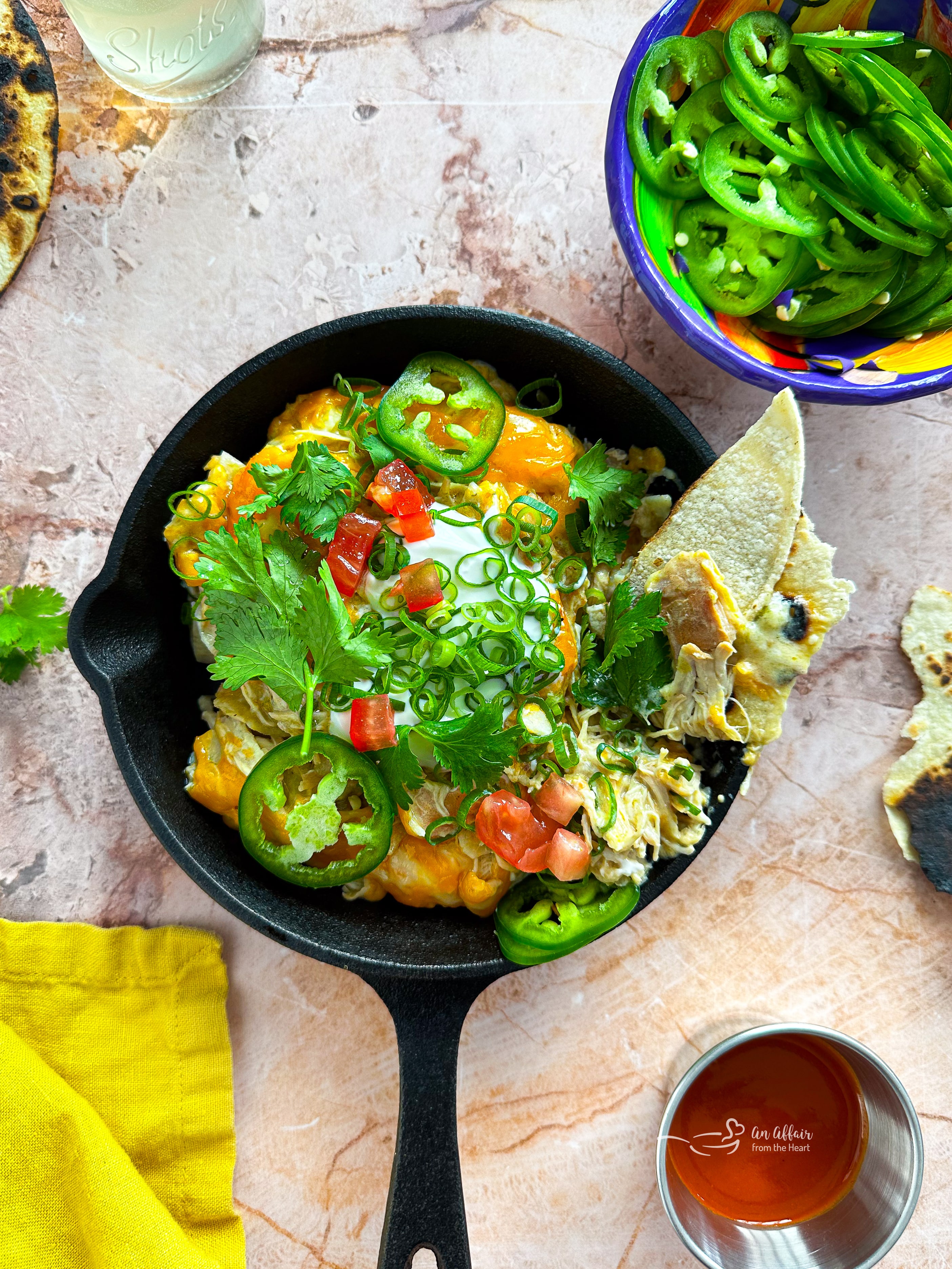 Slow Cooker Green Chile Chicken Enchilada Casserole