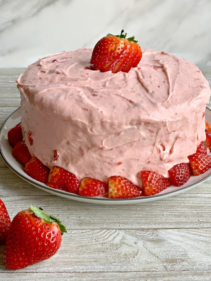 Strawberry Cake Grandmother s Favorite With Real Strawberries Inside 