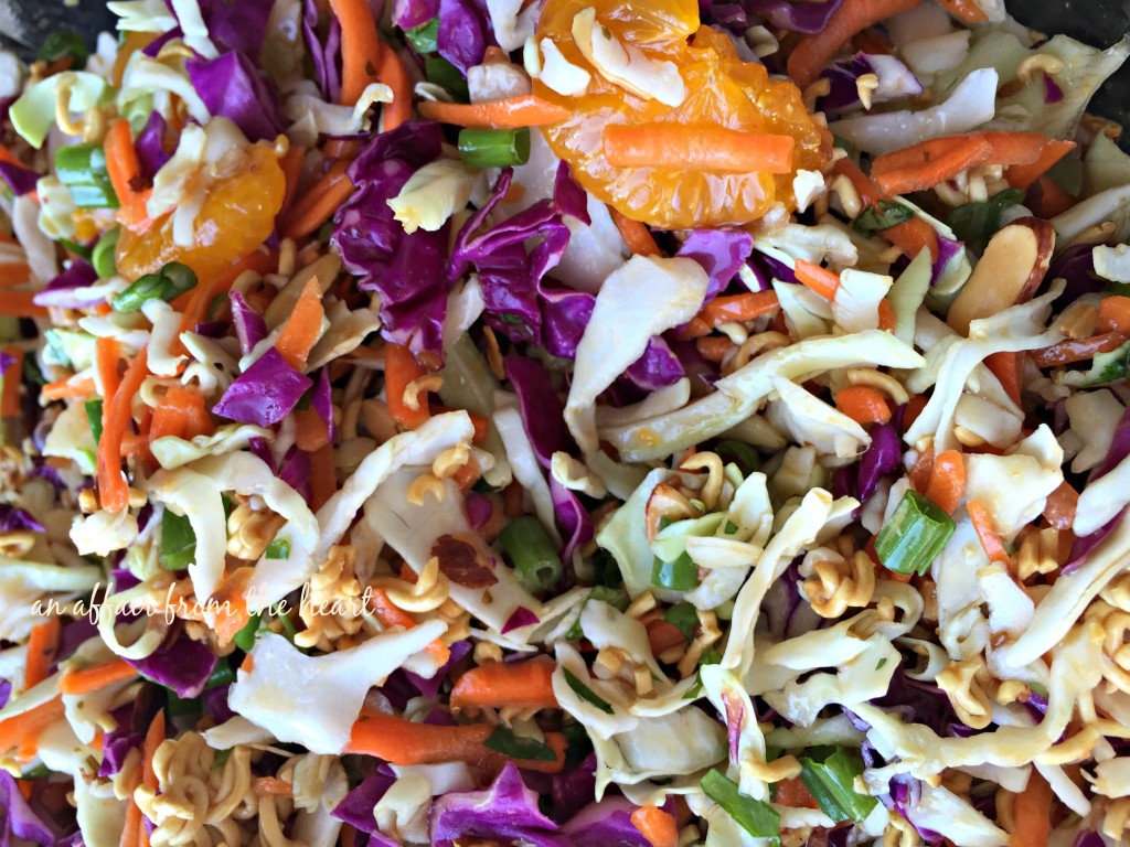 Sesame Ginger Salmon over Crunchy Ramen Slaw