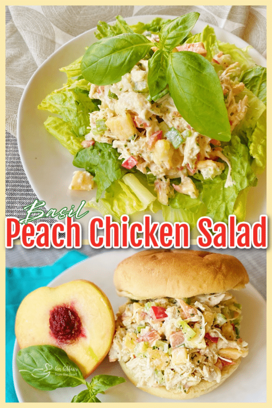 graphic for peach basil chicken salad