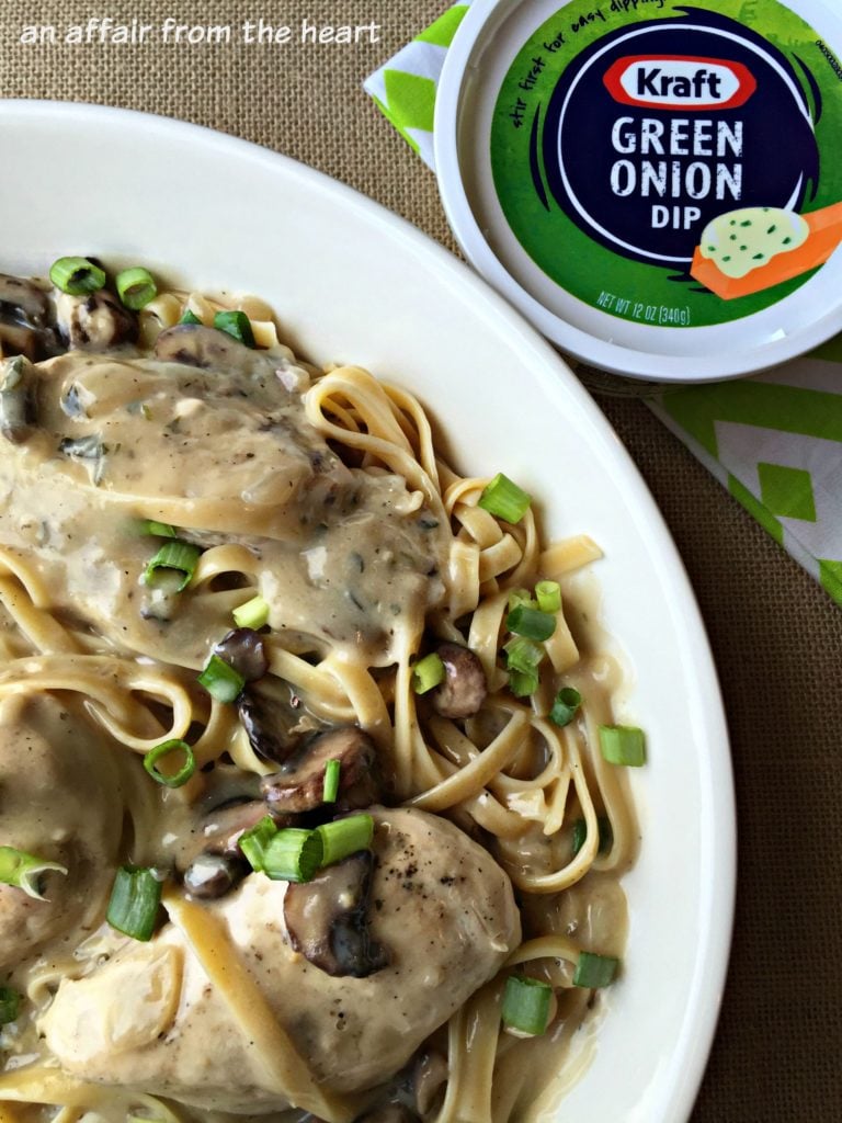 Creamy Chicken Pasta with Green Onions & Mushrooms