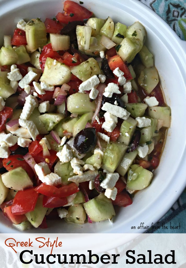 Greek Style Cucumber Salad Pinterest graphic