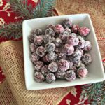 Sugared Cranberries in a white serving dish