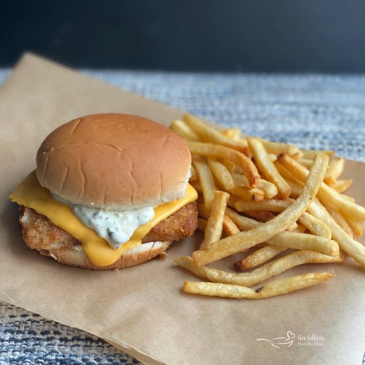 fish sandwich with fries