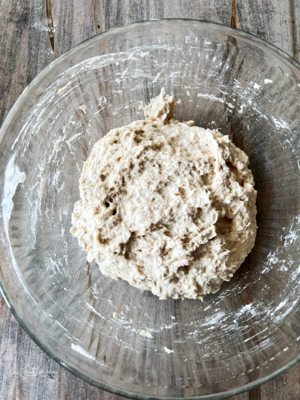 peasant bread dough in bowl