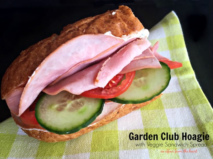 Close up of Garden Club Hoagie with Veggie Sandwich Spread