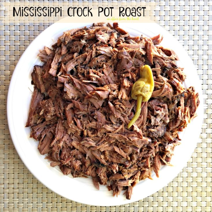 Mississippi Crock Pot Roast on a white plate