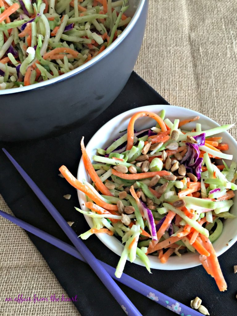 Broccoli Slaw in a white bowl