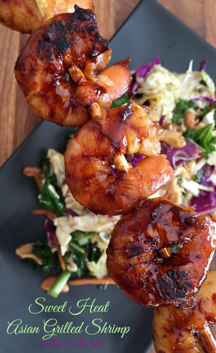 Close up of Sweet Heat Asian Grilled Shrimp