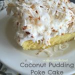 Close up of Coconut Pudding Poke Cake