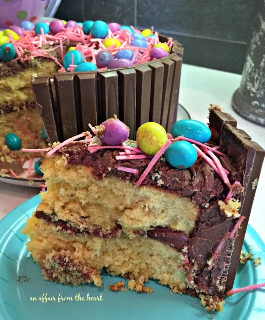 Single Slice of Easter Basket Kit Kat Cake 