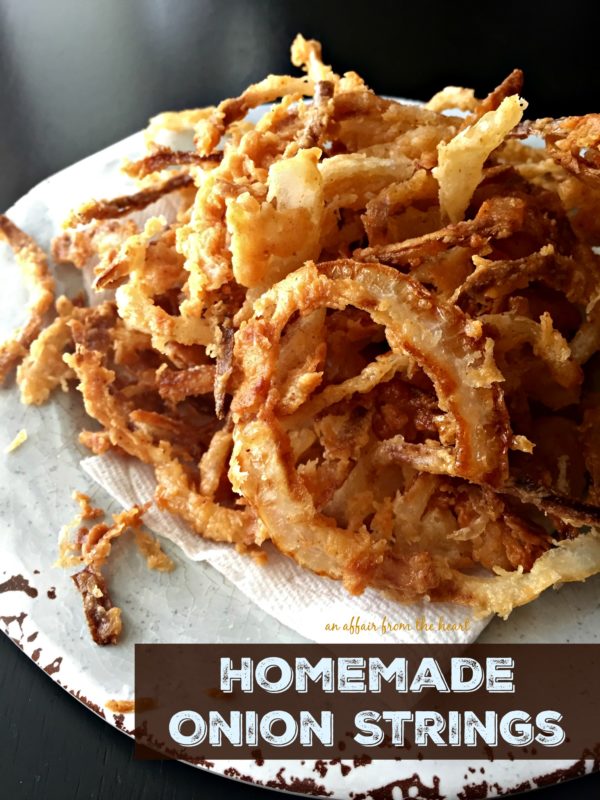 Homemade Onion Strings eat as an appetizer or use as a topping