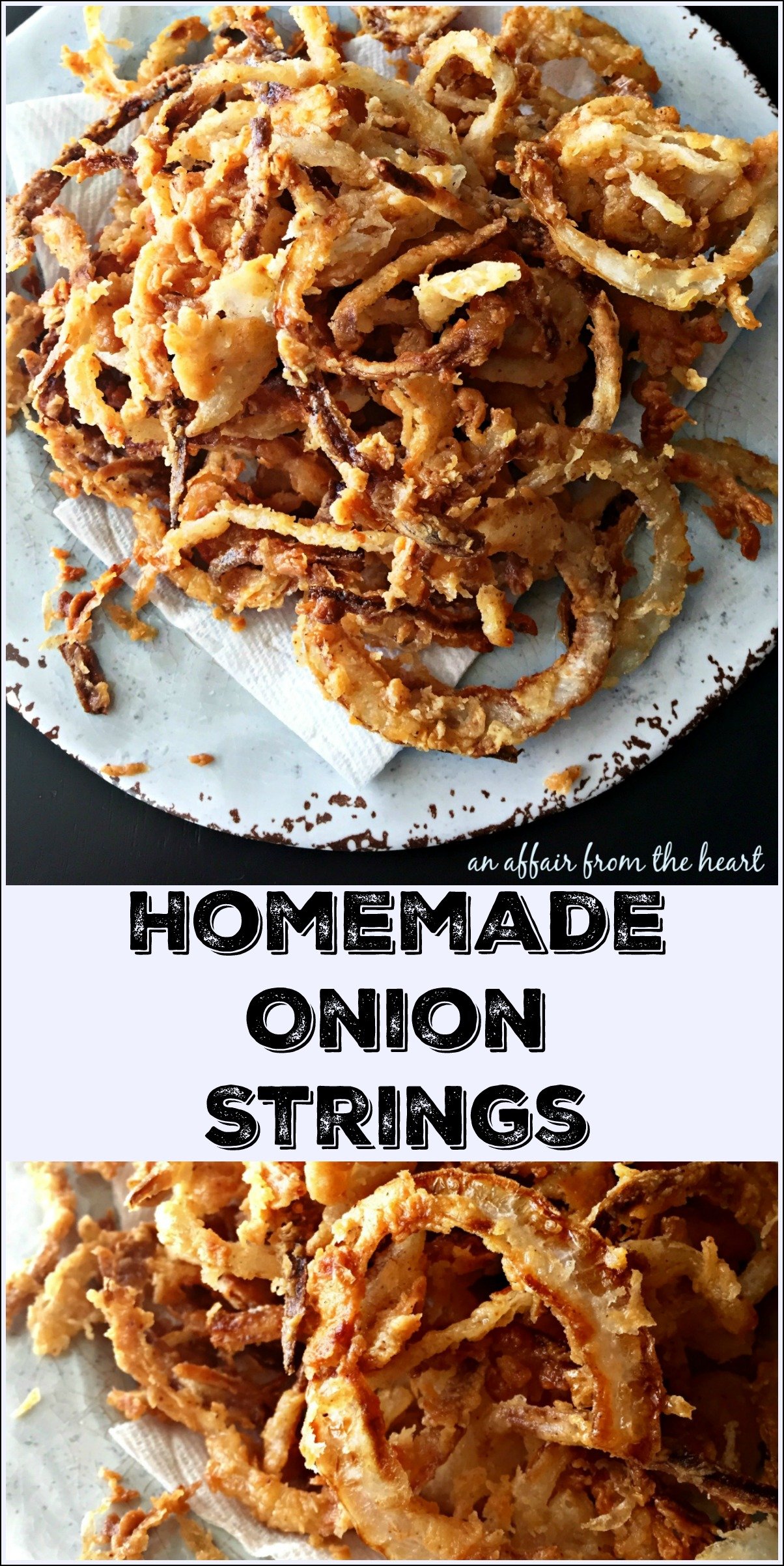 Homemade Onion Strings eat as an appetizer or use as a topping