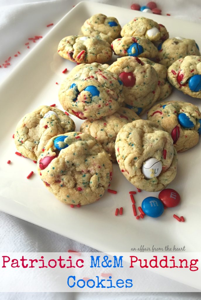 Patriotic M&M Pudding Cookies