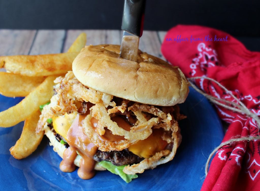 Bacon Black 'n Bleu Cheese Sliders With Crispy Onion Straws Recipe