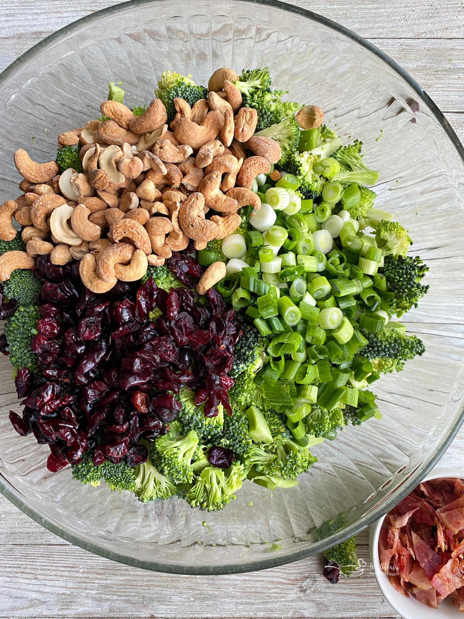 Bacon Cashew Broccoli Salad - Tossed In A Sweet Dressing. YUMMY!