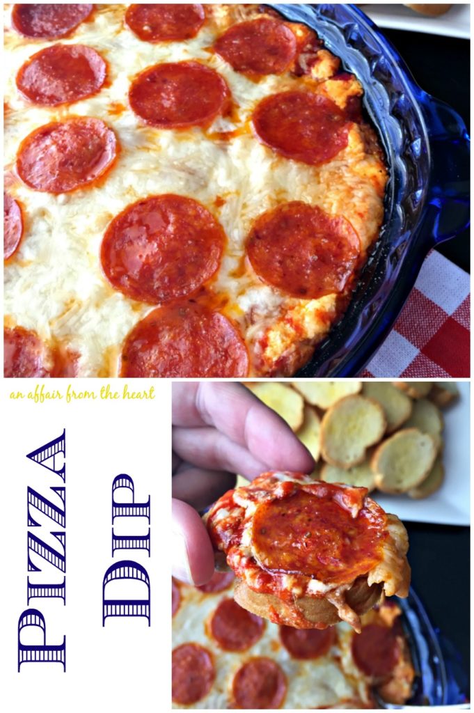 Pizza Dip An Affair from the Heart Warm cheesy pizza dip will have your guests coming back for just one more bite.! Easy to make and perfect for the pizza lovers out there!