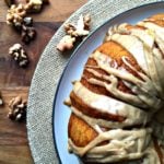 overhead of Pumpkin Spiced Coffee Cake with Brown Butter Glaze