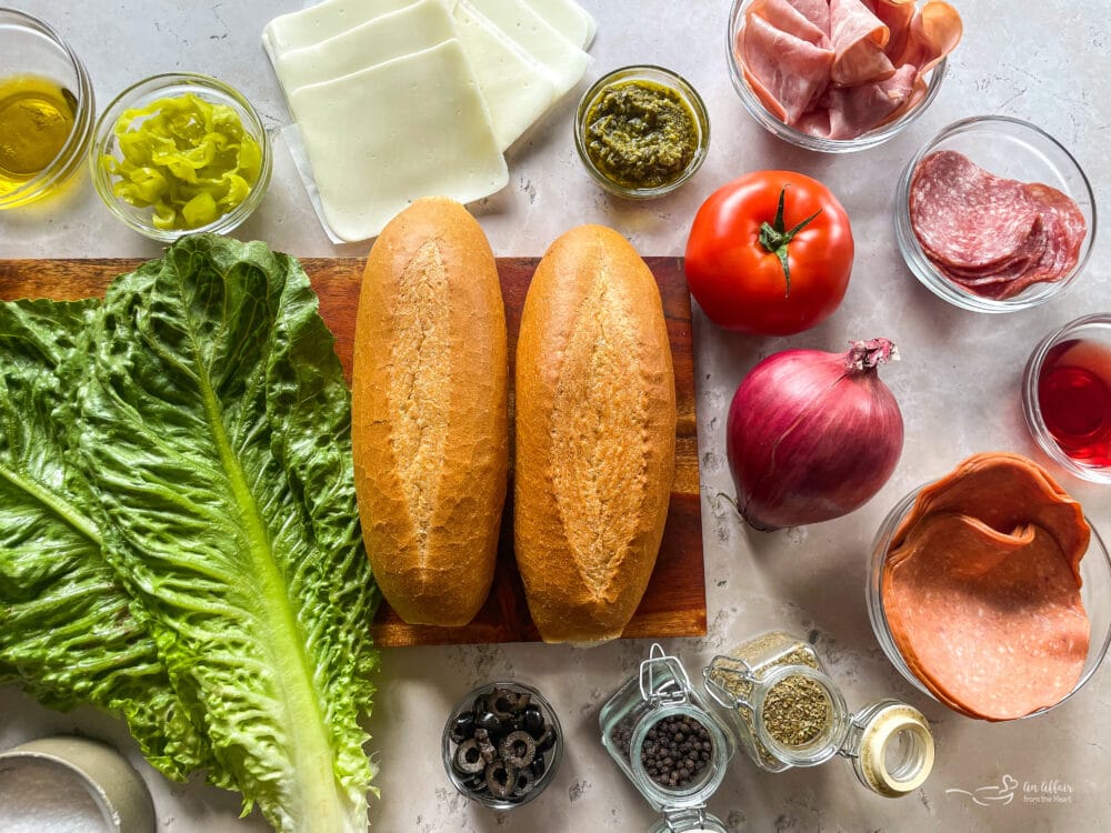 Ingredients for Toasted Italian Sub Sandwiches
