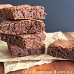 Old Fashioned Brownies stacked on a napkin