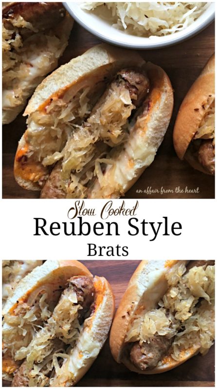 Slow Cooked Reuben Style Brats - An Affair from the Heart