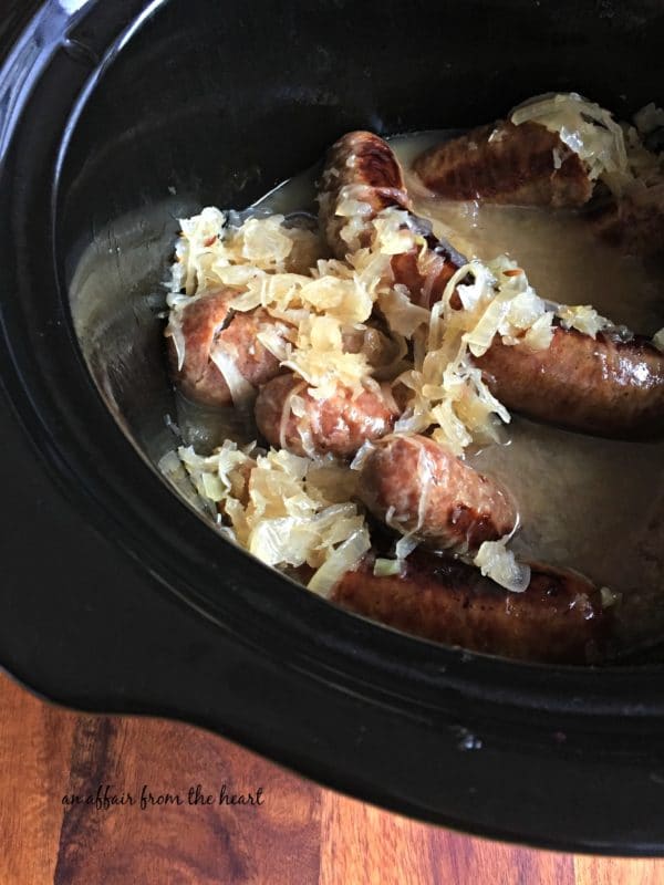 Slow Cooked Reuben Style Brats