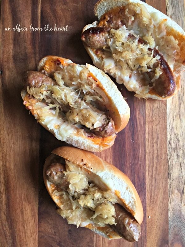 Slow Cooked Reuben Style Brats