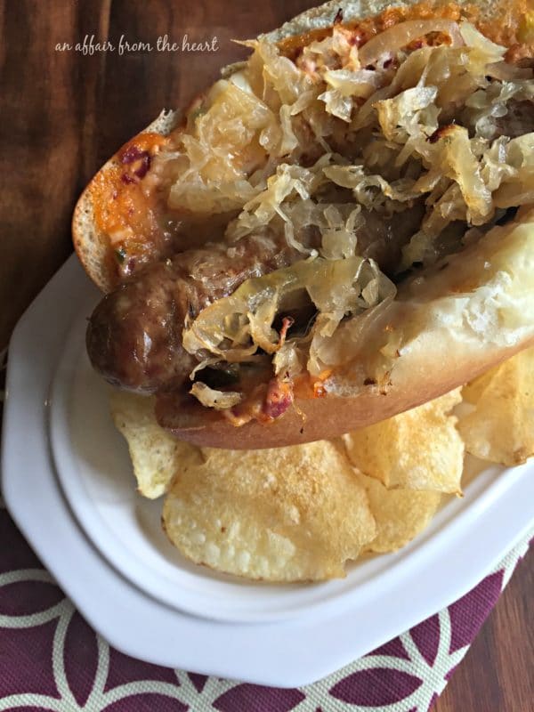 Slow Cooked Reuben Style Brats