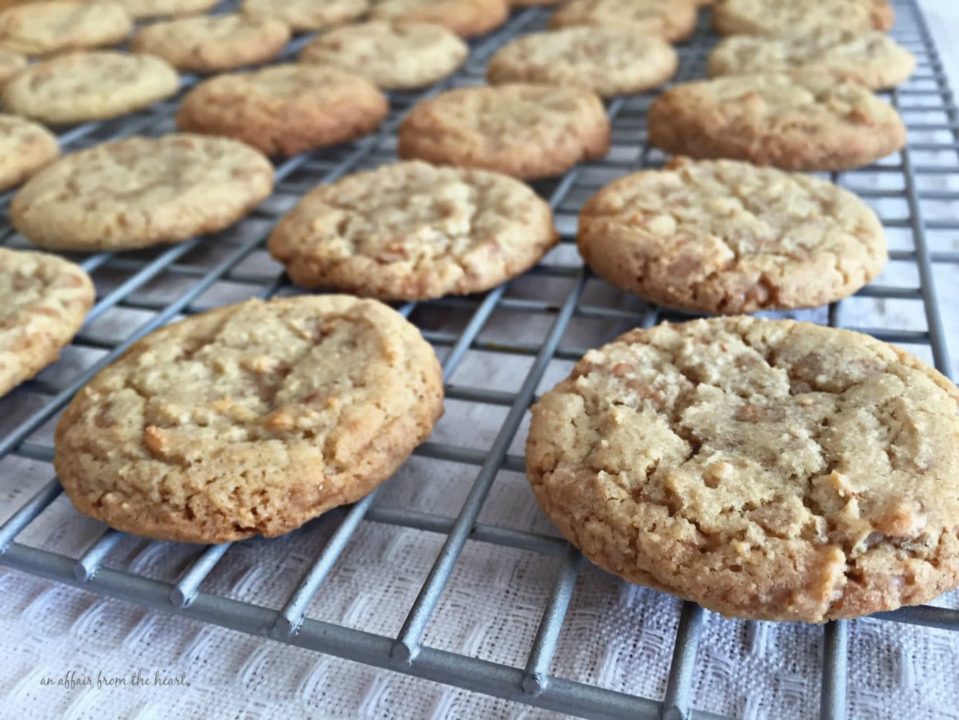 Chewy Butter Brickle Cookies - buttery cookies filled with toffee bits