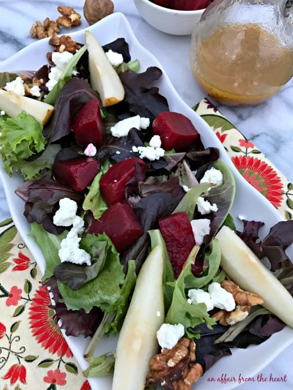 Pickled Beet Salad with Pears, Walnuts & Goat Cheese