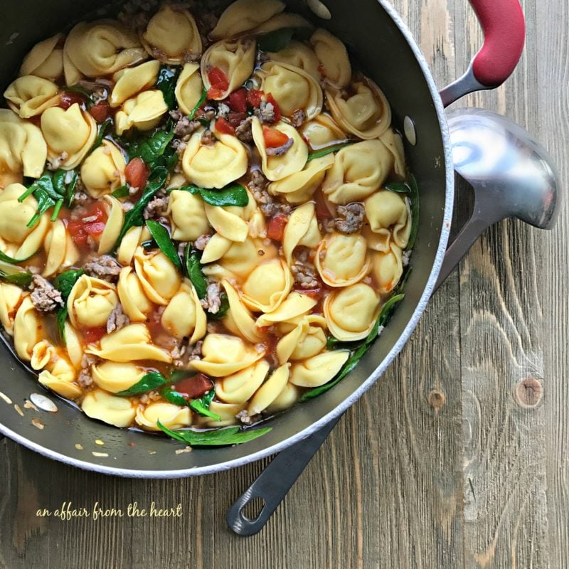 Tortellini Soup with Spinach and Sausage