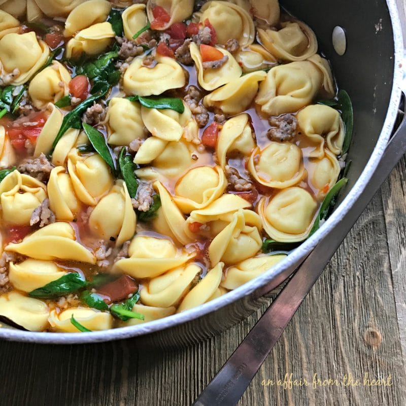 Tortellini Soup with Spinach and Sausage