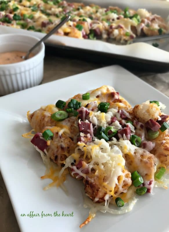 Reuben Sheet Pan Totchos (Tater Tot Nachos)