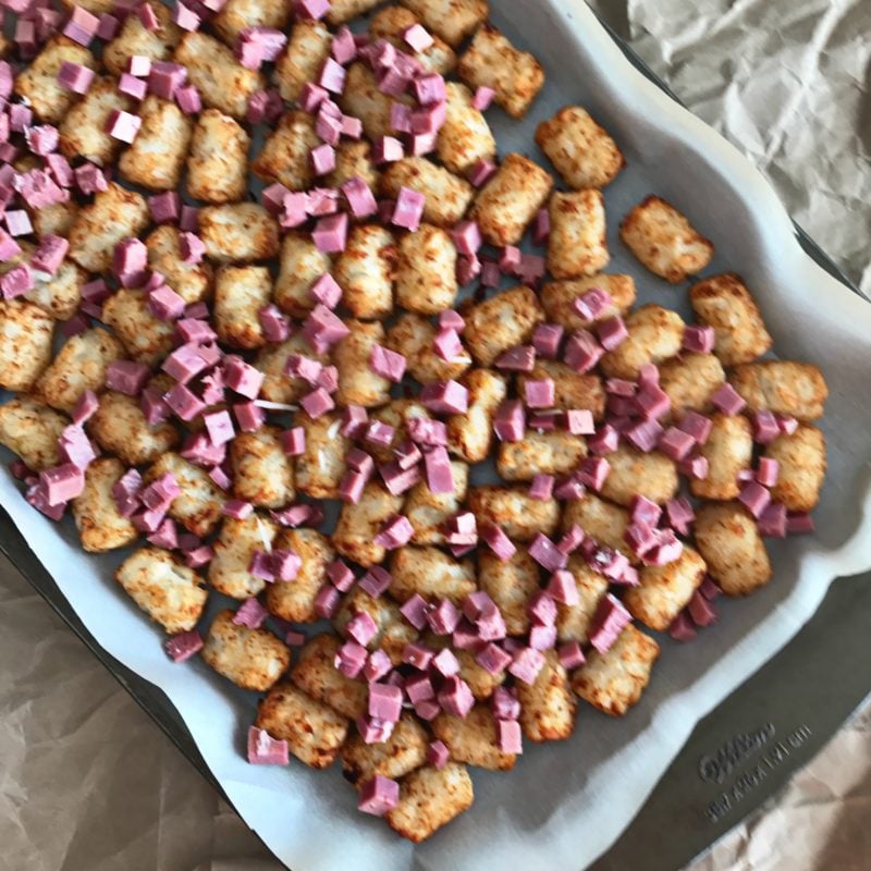 Reuben Sheet Pan Totchos (Tater Tot Nachos)