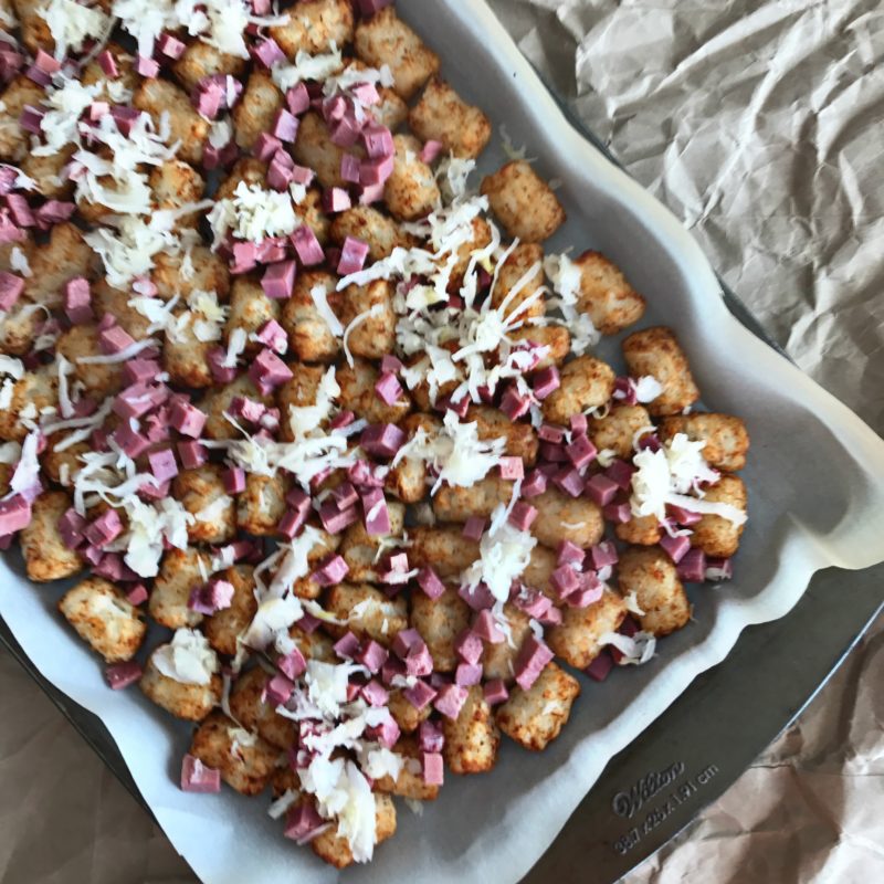 Reuben Sheet Pan Totchos (Tater Tot Nachos)