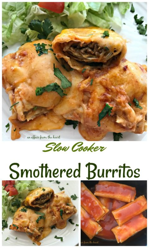 Slow Cooker Smothered Burritos - Three Ingredients, Done In The Crock Pot.