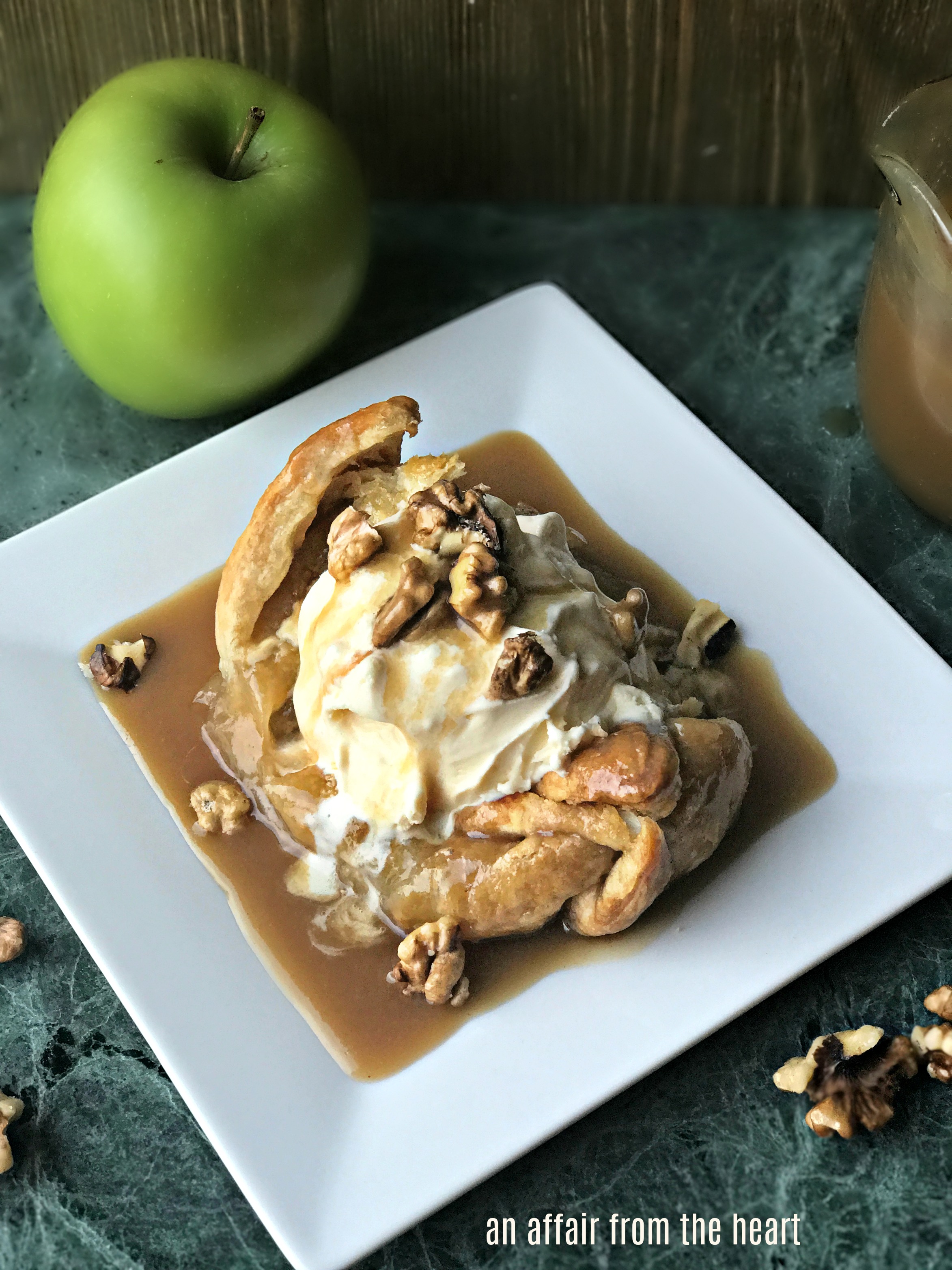 Apple Dumplings with Spiced Rum Caramel Sauce