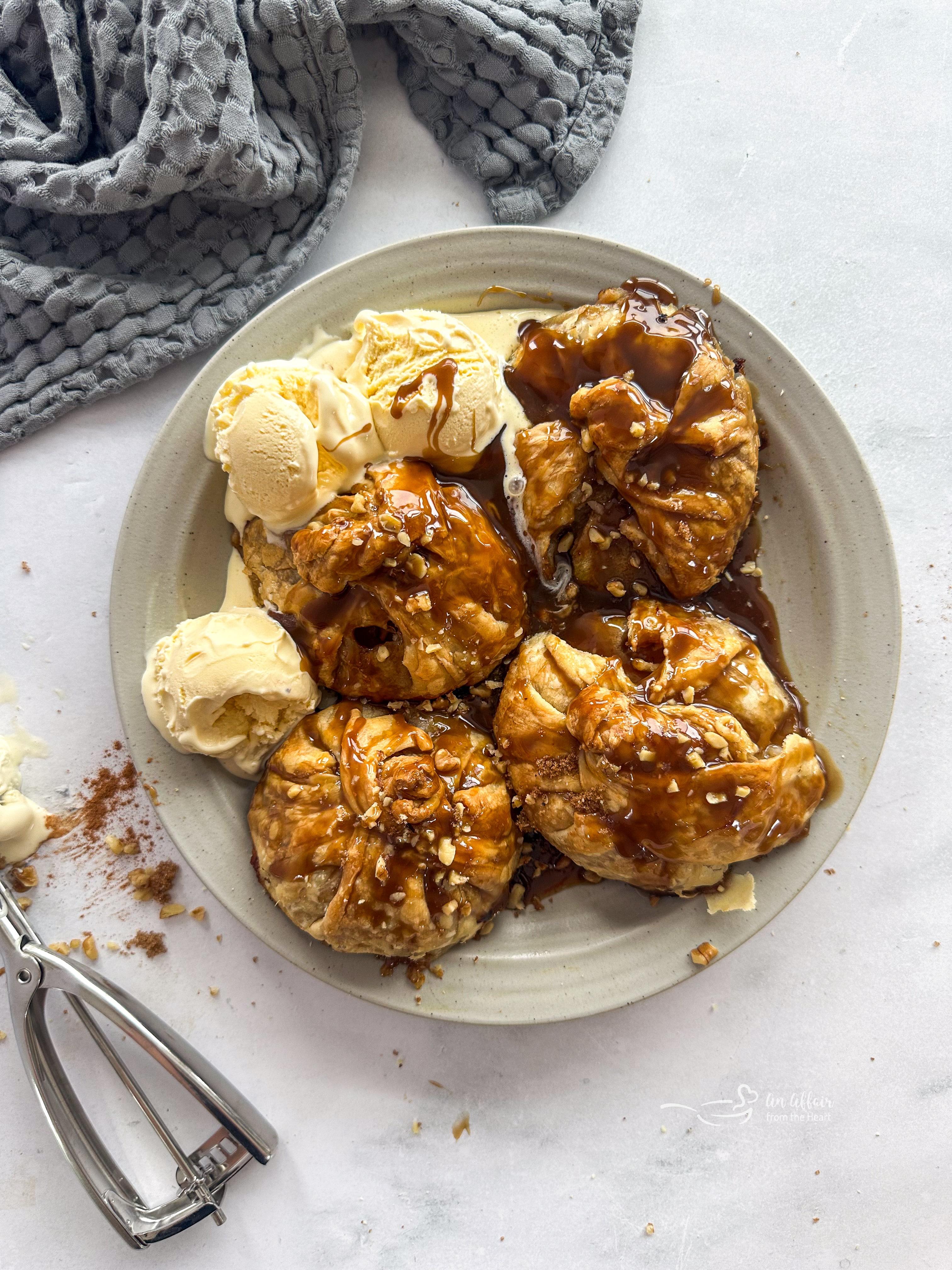 Apple Dumplings with Spiced Rum Caramel Sauce