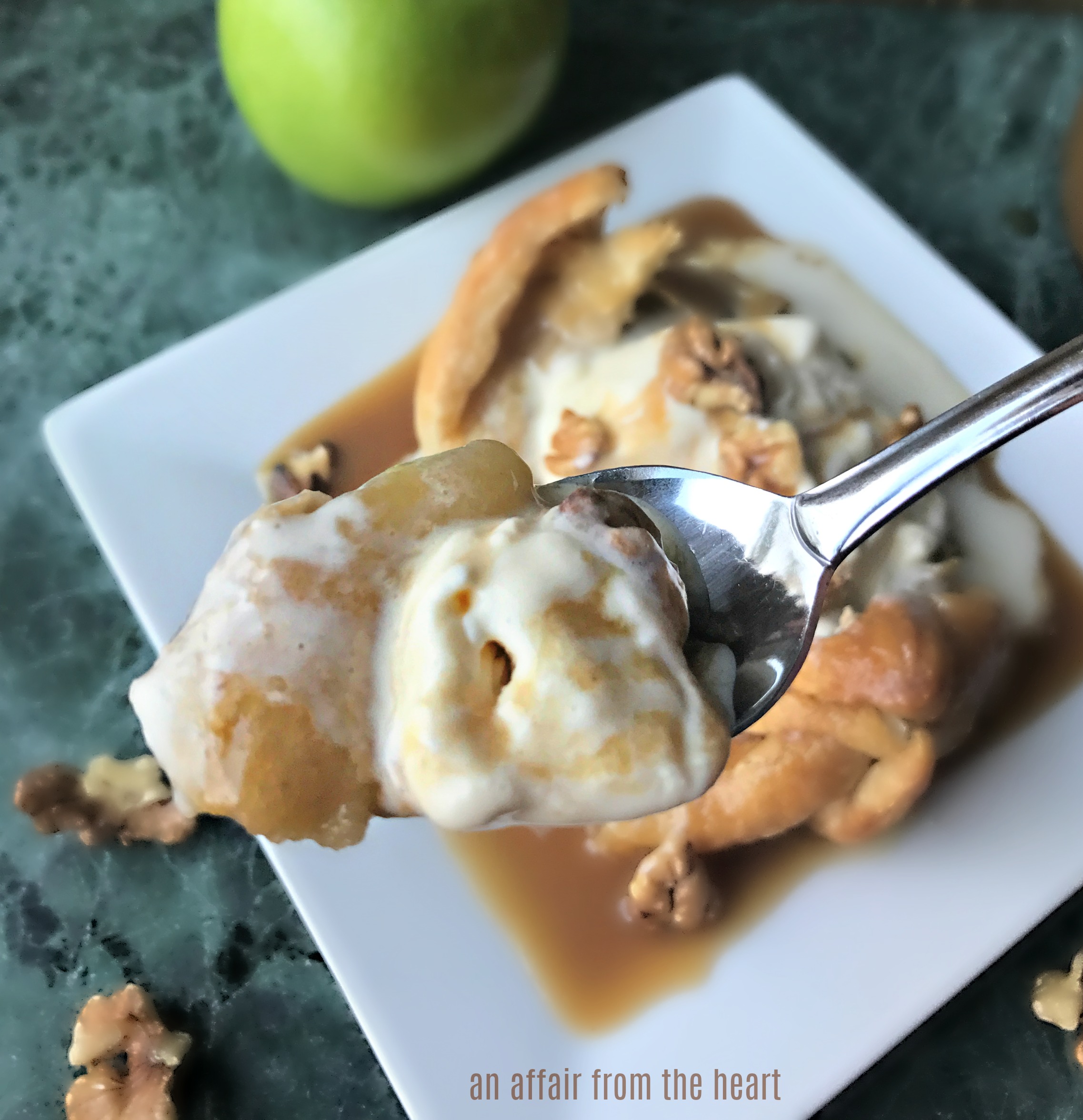Apple Dumplings with Spiced Rum Caramel Sauce