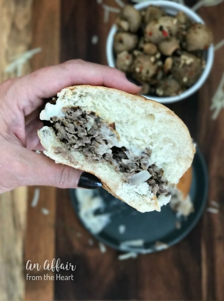 Green Chile Mushroom Burger with Monterey Jack Cheese Sauce