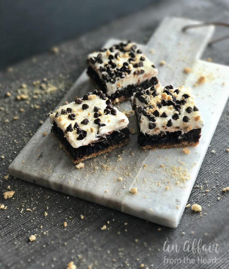 S'mores Brownies on a cutting board