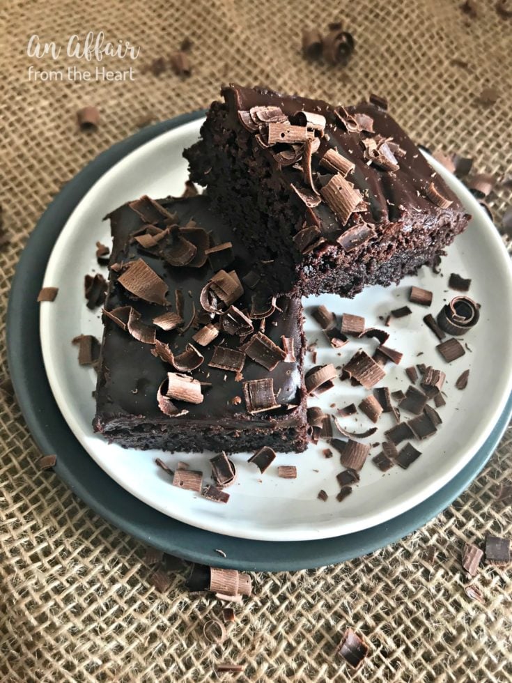 Chocolate Ganache Brownies on a white plate