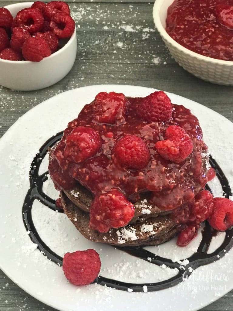 Chocolate Pancakes with Raspberry Sauce
