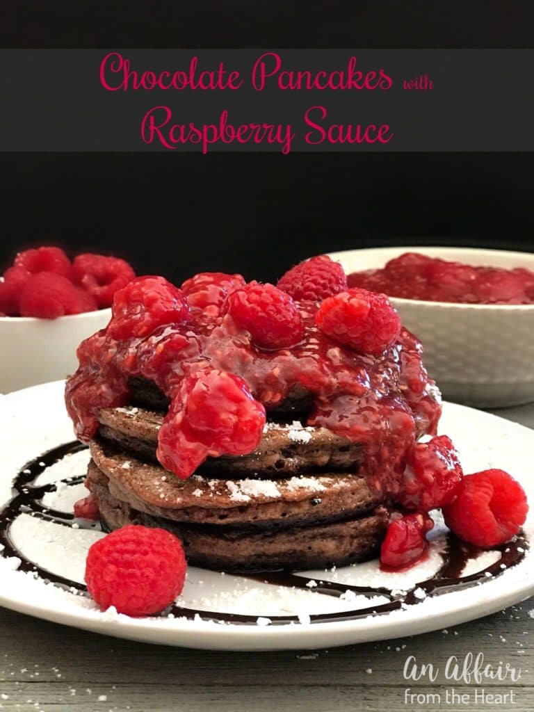 Chocolate Pancakes with Raspberry Sauce